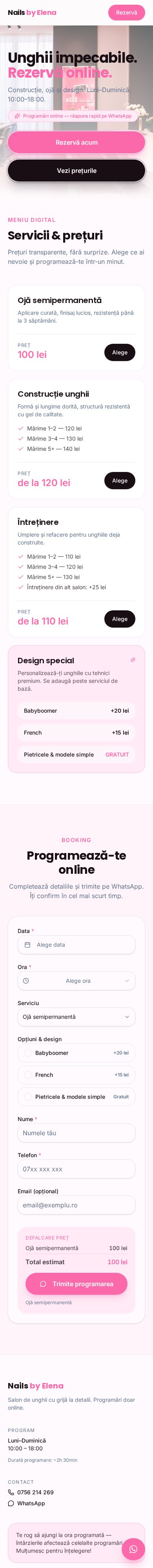 Mobile website for Nails by Elena